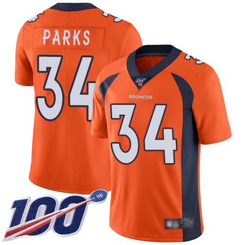 Men Denver Broncos #34 Will Parks Orange Team Color Vapor Untouchable Limited Player 100th Season Football NFL Jersey